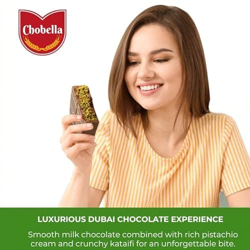 Chobella Dubai Chocolate Bar Pistachio, Premium Mini Dubai Chocolate Bar with Pistachio Cream and Kataifi, Viral Candy with Shredded Phyllo Dough, Knafeh, 3.35oz (95g) - Thumbnail 5