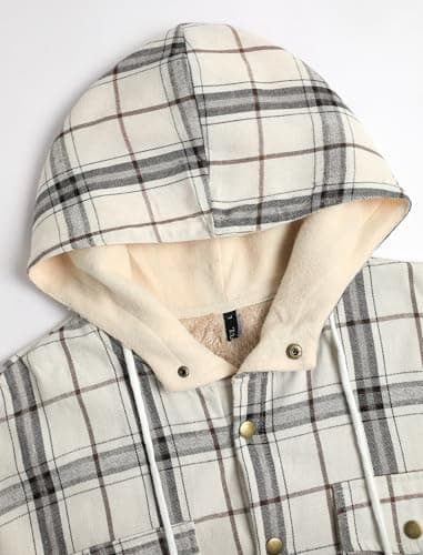 ZAFUL Men's Flannel Shirts Casual Plaid Button Down Shirt Jacket Long Sleeve Shacket with Pockets Black Buffalo Plaid XL - Thumbnail 3