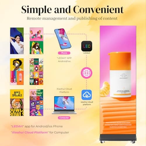 80″ P1.86 LED Poster Screen, Spliceable Flexible Digital Signage Display, Mobile Phone&Computer Software Remote Release, USB Plug-and-Play Full Poster Screen LED Digital Signage Display Black 2-Pack - Thumbnail 4