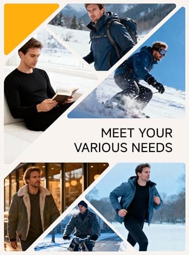 TRENDOUX Mens Long Johns Underwear, Warm Thick Thermals Top And Bottom Set With Polar Fleece Lined, Thermal Stretchy Soft Winter Base Layers, Cold Weather Inner Sports Underwear Black XL - Thumbnail 6