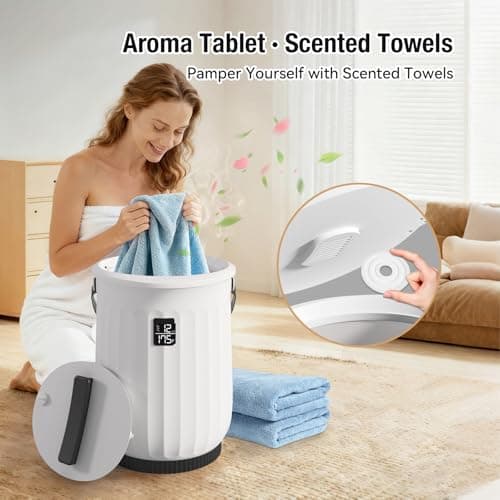 Heated Towel Warmer for Bathroom, Large Towel Warmer with Heating Timer, LED Display, Auto Shut-Off, Safety Lock, Towel Warmer Fits Two 40"x70" Oversized Towels, Bathrobes, Blankets - Black - Thumbnail 5