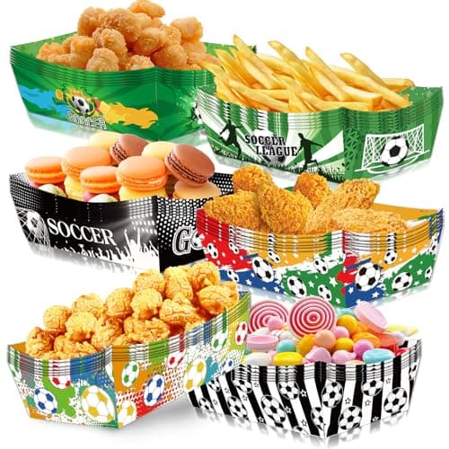 TOLGOE Soccer Party Supplies Decorations 2026-36 PCS Disposable Paper Food Trays for World Cup Game Day, Soccer Themed Plates for Popcorn, Nachos, Fries, Hot Dogs - Image 1