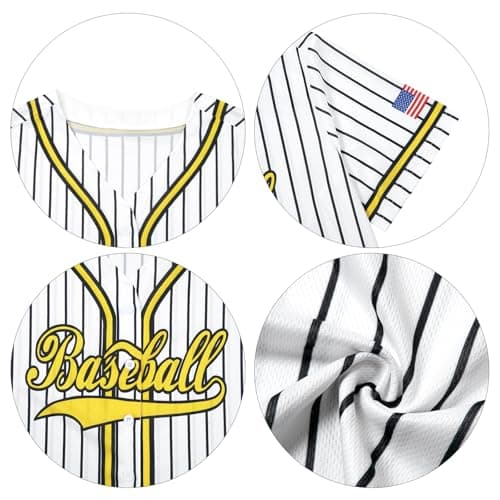 Baseball Shirt Jersey Women Baseball Player T-Shirt Game Day Fan Graphic Tees Button up Short Sleeve White Stripes - Thumbnail 5