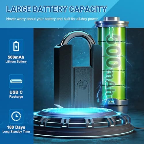 APECYC Smart Fingerprint Bike U Lock Bluetooth Heavy Duty Anti-Theft with 120 cm Steel Cable, USB Rechargeable Bicycle Lock Security Biometric App Control for Bike, Scooter, Motorcycle, E-Bike - Thumbnail 6