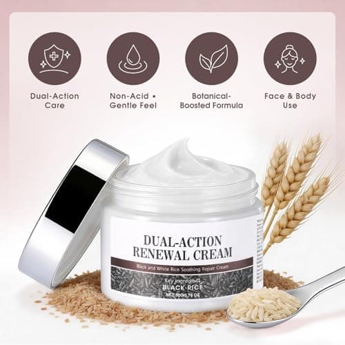MOOMARTO Dual-Action Renewal Cream – Black & White Rice Soothing Repair Cream, Deep Hydration for Smooth-Looking Skin, Natural Body Serum Suitable for All Skin Types (2 Pack) - Thumbnail 4