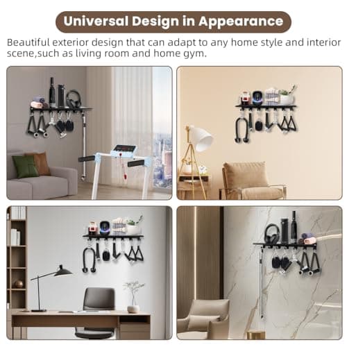 Floating Shelf Organizer Compatible with Tonal Accessories Home Gym Weight wall Storage Equipment Hanger Metal Rack Holder Wall Mount with Hooks T-Lock Adapters Bracket Hanger Workout (Floating Shelf) - Thumbnail 5
