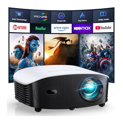GooDee AI Smart Mini Projector with WiFi and Bluetooth - FHD 4K Support, Compatible with Netflix/YouTube, Auto Focus & Keystone, Dolby Audio Movie Projector for Outdoor Movie Night & Bedroom Theater - Image 1