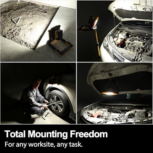 DAYTECH 25W 4000LM Cordless LED Tripod Work Light, Compatible with DeWalt Milwaukee Makita 18-21V Tool Batteries, 160LM/W High Efficiency Industrial Flood Work Lamp for Electrical, Jobsite Lighting - Thumbnail 6