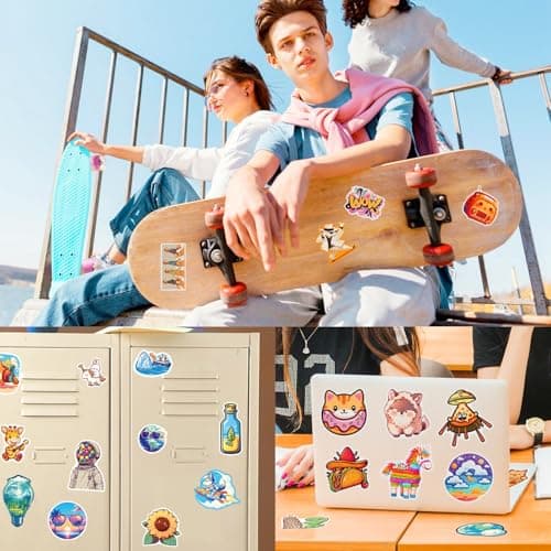 HUIWJH 400Pcs Cute Water Bottle Stickers for Teens Adults, Funny Waterproof Vinyl Decal Pack for Laptop Skateboard Fridge Luggage Aesthetic Stickers for Party Favors School Rewards - Thumbnail 6