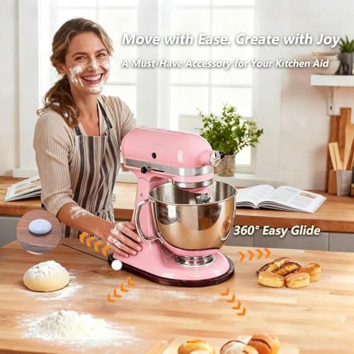 Mixer Slider Compatible with KitchenAid 4.5-5 Qt Tilt-Head Stand Mixer, Pine Wood Appliance Sliding Mat Accessories for Kitchen Aid, Countertop Moving Tray Attachments Fits for KitchenAid Artisan - Thumbnail 4