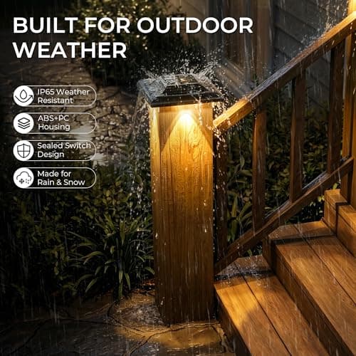 T-SUN 4x4 Solar Post Cap Lights 12 Pack, Warm White Solar Post Cap Lights with 12 LEDs, IP65 Outdoor Solar Post Cap Lights for Wood/Vinyl Fence Posts, Deck, Patio, Garden, Porch - Thumbnail 3
