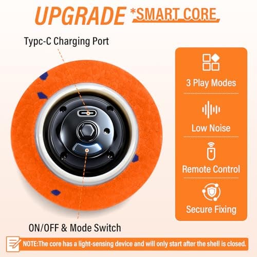 VOXGET Smart Interactive Dog Toy Ball, Automatic 3 Modes Moving Ball with Remote Control for Medium Large Dogs, Rechargeable Waterproof E-TPU Bounce & Rotate Dog Toy to Keep Busy (Bright Orange) - Thumbnail 3