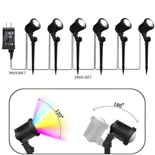 AurNyvaMay Smart Landscape Spotlights, Low Voltage IP67 Waterproof Outdoor Spot Lights Compatible with APP/Remote Control Color Changing Lights for Yard Garden Pathway Lawn Tree Festival 6 Pack - Thumbnail 6