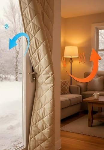 NICETOWN Thermal Insulated Door Curtain, 30"x82" Thick Draft Stopper with 3 Hanging Ways, Keep Warm in Winter, Easy Install for Doorway, Old House, Sliding Door, Taupe, 1 Panel - Thumbnail 3