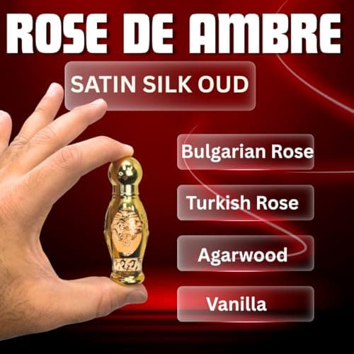"Rose de ambre" Satin Silk Oud Attar (15 ML) Long Lasting Unisex 100% Pure Perfume Oil. Notes: Rose (Bulgarian and Turkish), oud (Agarwood), vanilla, and violet, Packed in Gift Ready Box by ALMAHAS - Thumbnail 4