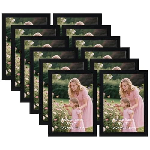 Schliersee 5x7 Picture Frames Set of 12, Elegant Classic Black Frame for 5 by 7 Photo, Wall and Tabletop Display