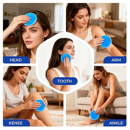 DICEVER Reusable Round Soft Gel Cold Packs for Injuries, Toddler Ice Packs for Boo Boos, Small Cold Compress Ice Pack for Relieving Knee, Ankle, Tooth, Head Soreness, Muscle Strain, 4 Packs - Thumbnail 4