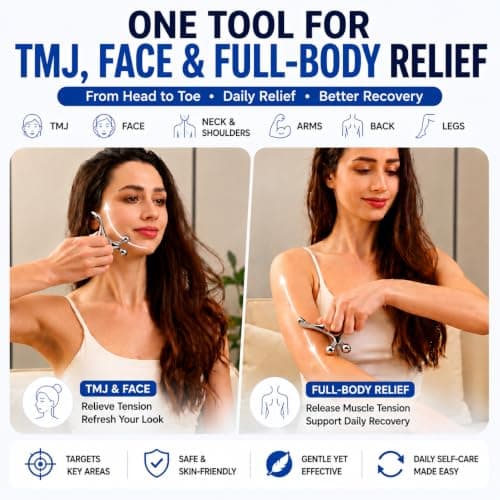 Trigger Point Massage Tool & Gua Sha for Face & Body – All-in-1 Deep Tissue Massage & Muscle Scraper Tool, Thumb Saver Acupressure Tool – Facial Sculpting, TMJ, Chronic Pain & Muscle Tension Relief - Thumbnail 6