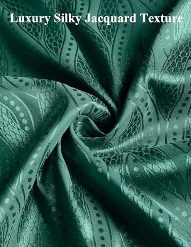 ZAFUL Men's Shiny Satin Shirts Jacquard Long Sleeve Button Up Dress Shirts Wedding Party Club Prom Green L - Thumbnail 3