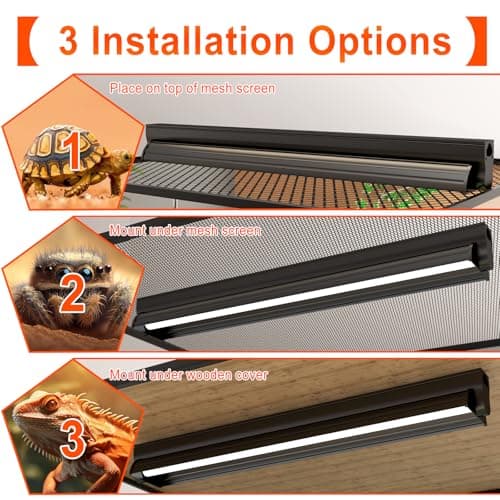 REPTIDLDB 8W T5 10.0 UVB Reptile Light Fixture 12" – High Output UVA UVB Light for Bearded Dragons, Turtles & Snakes – Compact UVB Lamp for Desert & Tropical Reptiles (UVB 10.0-Desert, 12INCH-8W) - Thumbnail 4