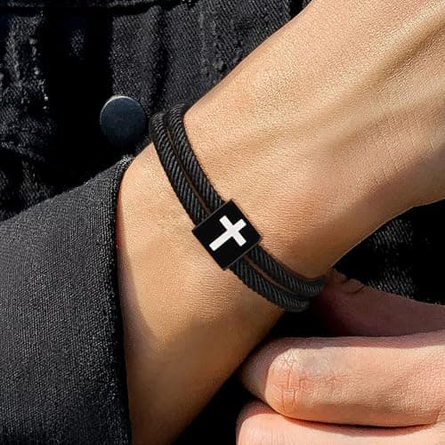 Sistble Easter Gifts for Women Men, Easter Basket Stuffers for Teens Christian Gifts for Men Women Cross Bracelet Baptism Bible Verse Religious Jewelry - Thumbnail 4