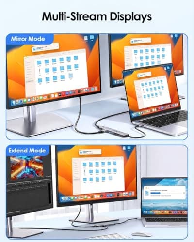 LENTION Laptop Docking Station Dual Monitor 4K@60Hz 7-in-1 USB C Hub Multiport Adapter with PD 100W Fast Charging, 2 USB A 3.0 Ports, SD&Micro SD Card Reader for 2025-2016 MacBook Pro/Air, MacBook Neo - Thumbnail 2