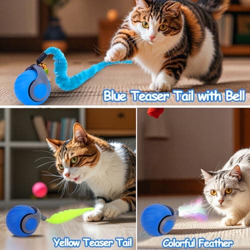 2PCS Interactive Cat Ball Toy, Self Rolling Ball with Cover Anti-Scratch for Bored Indoor Cat Chasing, Obstacle Avoidance Smart Cat Toys for Enrichment, Motion Activated Toys to Keep Them Busy - Thumbnail 5