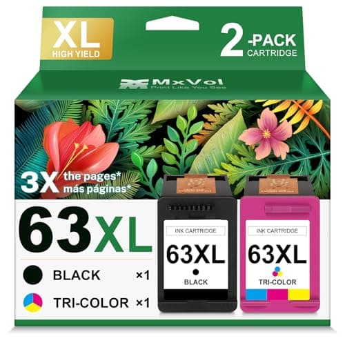 63XL Ink Cartridge Replacement for HP Ink 63 XL HP63 combo pack black color
