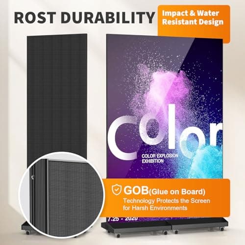 JASZDOT 80" Seamless Splicing LED Display, Foldable Poster Screen with P1.86 Digital Signage Display LED Totem with USB/HDMI/WiFi/Remote - Thumbnail 3
