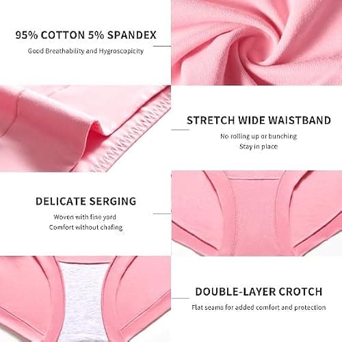 Migbean Women's Cotton Boxer Briefs Underwear Boy Shorts Underwear Lightweight High Waist Panties 5 Pack Multicolor - Thumbnail 4