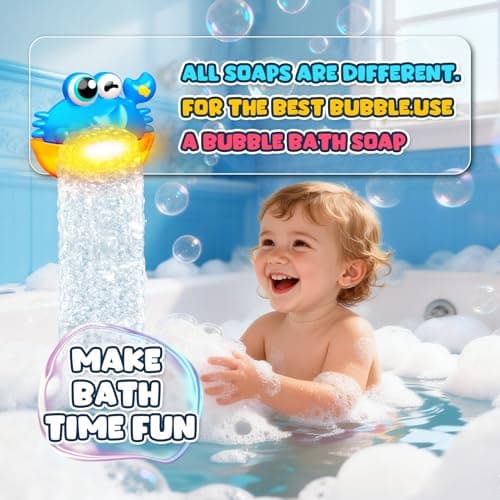 Bath Toys for Kids Ages 1-3,Light Up Baby Bath Toys Crab Bubble Maker with Colourful Light Toddler Bathtub Birthday Gifts Easter Stocking Stuffers for Boys Girls Aged 1-3 2-4 3-5 - Thumbnail 6