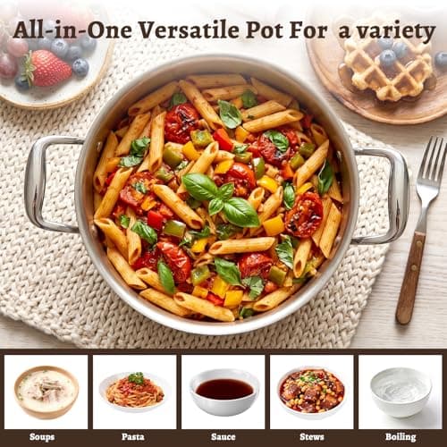 Ptaciow Titanium Stock Pot,8Quart Stock Pot with Lid,Lightweight and Healthy Soup Pot,Induction All Stovetops,Large Capacity Titanium Cooking Pot for Soup,Pasta,Boiling,Stewing - Thumbnail 6