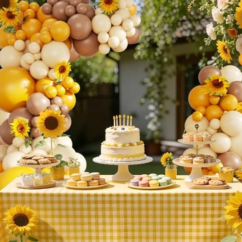 Bee Balloon Arch Kit Mustard Yellow Brown Ivory White Balloons for Sunflower Bee Theme Gender Reveal Birthday Party Baby Shower Decorations - Thumbnail 3
