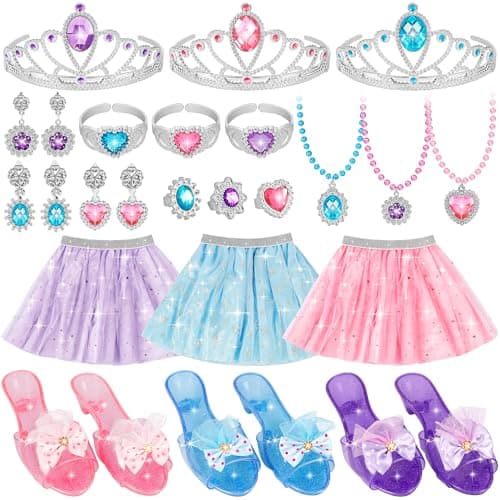 LJZJ Princess Dress Up Toys & Jewelry Boutique, Costumes Set incl Color Skirts, Shoes, Crowns, Accessories, Girls Role Play Gift for 3 4 5 6 Year Old Girl Toddler ​B-Day Party Favors - Image 1