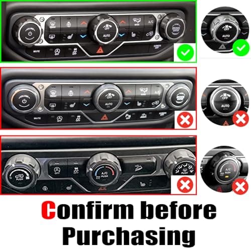 4PCS Aluminum Alloy Button Knob Cover for Jeep Wrangler JL JLU 2018-2025 & Gladiator JT 4XE Compatible Interio Accessories Cover, Volume Radio Air Conditioner Headlight Switch Knob Cover (Red) - Thumbnail 2