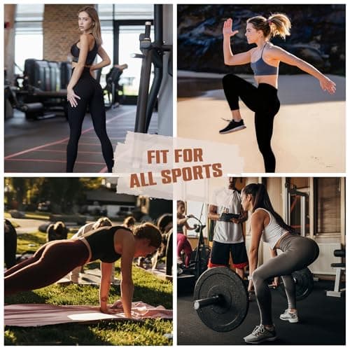 SINOPHANT 4 Pack Leggings for Women - Full Length Capri Buttery Soft High Waisted Yoga Pants for Athletic Workout Sports Black/Grey/Navy/ArmyGreen S-M - Thumbnail 5