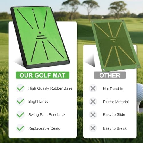 Golf Hitting Mat, with Extra Replaceable Golf Practice Mat for Swing Path Detection Batting Training 16"x12" with Tees, for Driving, Chipping, Indoor/Outdoor - Thumbnail 5