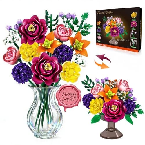 Flower Bouquet Building Set for Mother's Day, 933PCS Botanical Collection, 14 Flowers Building Blocks Kit, Creative DIY Building Block Gift for Mother's Day, Teens Girls Ages 6+ and Mom/Girlfriend - Image 1