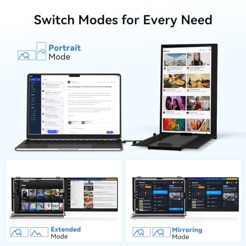 BKVOO 14" Laptop Screen Extender, Ultra-Thin Ligthweight FHD 1080P IPS Portable Monitor, Travel Screen for Laptops 13-17.3" USB-C/HDMI Plug and Play for Windows/Mac/Android/PS5 - Thumbnail 4