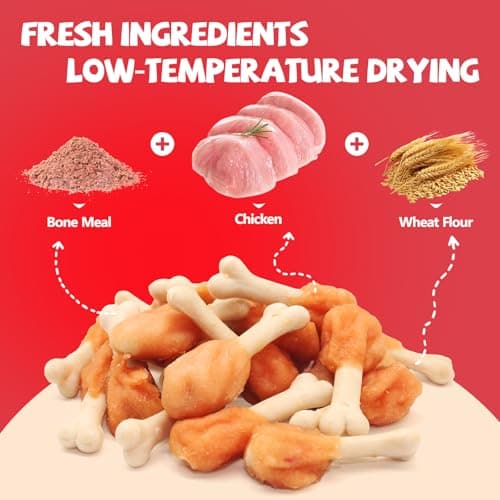 PawFuel Dog Treats Chicken-Wrapped Calcium Bone Chew, Rich in Taurine, Suitable for Small, Medium, Large Dogs. Clean Teeth Freshen Breath. Use Training Reward Each Pack Contains 10.58 Ounces. - Thumbnail 3