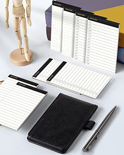 WEMATE 10 Pieces Notepad Holder Set Pocket Notebook - Included Mini Pocket Notepad Holder Set with 8 Memo Book Refills and Metal Pen for Meetings, Daily Records, and Notes 3 x 5 Inch (Brown) - Thumbnail 6