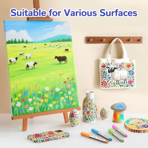 HOTU 8 Colors Acrylic Paint Markers for Coloring Books Rock Glass Paper Fabric Wood-Large Capacity (6.6g Each) Paint Pens-Art and DIY Crafts Supplies Kit-Great Gifts idea - Thumbnail 6