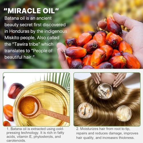 Raw Batana Oil for Hair Growth and Repair -100% Pure, Unrefined Oil from Honduran Rainforests Prevent Hair Loss and Enhances Hair Thickness in Men & Women - Thumbnail 6