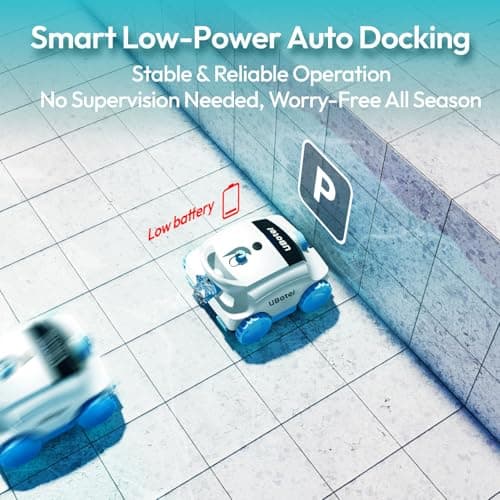 Cordless Robotic Pool Vacuum UBoter E10, Dual-Layer Filtration, Powerful Edge Corner Cleaning, 120–150 Mins Runtime, Auto Parking, No Debris Leakage, for Above Ground Flat Bottom Pools Up to 860 Sq.Ft - Thumbnail 5