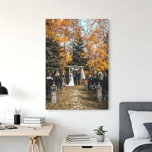 Sunook Custom Canvas Prints Personalized Photo Wall Art Decor, 12-Color HD 300 DPI Printing, Solid Pine Wood Frame, Waterproof Canvas, Ready to Hang Gift for Wedding Family Pet Memorial 16 * 20inch - Thumbnail 2