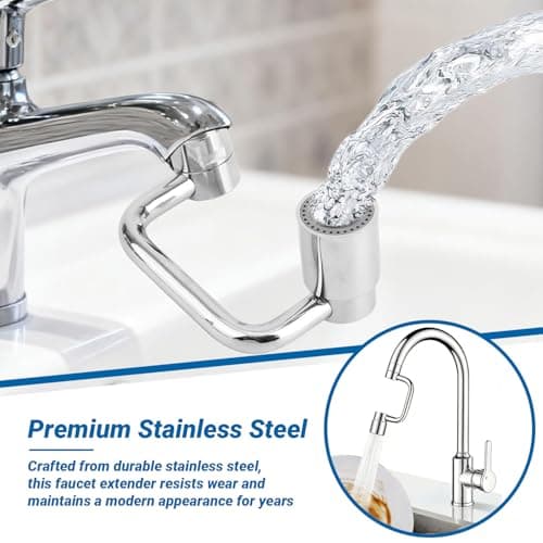 Faucet Extender for Bathroom Sink, Dual Modes Bubble Stream & High Pressure Spray, 1440° Rotation 4 Connector Foldable Design, Fits Most Faucets for Kitchen Bathroom Sink, Splash Proof Water Saving - Thumbnail 5