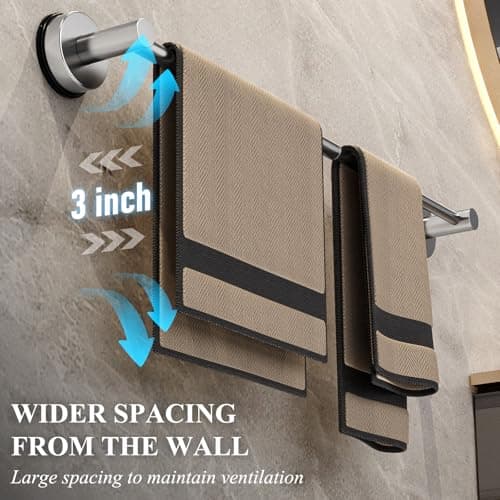 Large Towel Bar for Bathroom Wall,Adjustable 17~29 Inch Towel Racks for Bathroom Wall Mounted,Towel Holder for Glass Shower Door,Bathroom Accessories,Apparment Essentials,Home Decor-Silver - Thumbnail 3