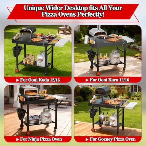 AOKEMAi Grill Table for Oon Pizza Oven Accessories, Ninja Pizza Oven Table with Extendable Desk - Fit Gozney, Solo Stove, Durable Outdoor Grill Cart Stand with Food Prep Topping Station for Backyard - Thumbnail 3