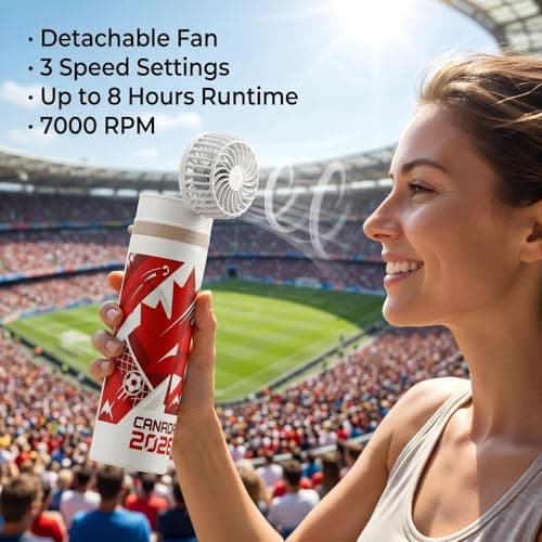 DUOMIY 2-in-1 Handheld Fan & Ice Therapy Cup, 7000 RPM Cooling Fan with Long-Lasting Cold Retention, Personal Fan & Reusable Cold Compress for Sports Recovery & Heat Relief, Canada Theme - Thumbnail 4
