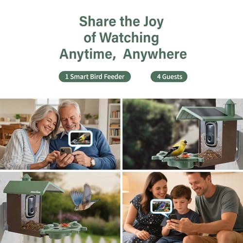 Smart Bird Feeder with Camera Solar Powered Outdoor - 2K HD Live Video, AI Bird ID, Squirrel-Proof, Instant Alerts & IP65 Weatherproof Outside, Great Gift for Familys & Friends - Thumbnail 3